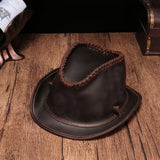 Black Cowboy Hat Personalized Handmade Hat Genuine Leather Travel  Leisure Travel Hat PU