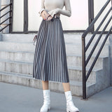 MIDI Mauve Skirt Women's Autumn and Winter Long Skirt