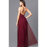 Burgundy Evening Dresses for Weddings Sleeveless Gown Women's Maxi Dress