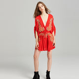 Beth Dutton Bohemian Dress V-neck Waist Trimming Short Dress