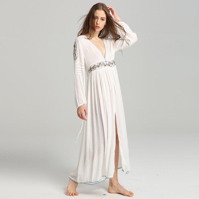 Beth Dutton Bohemian Dress Spring Dress Embroidered Split Dress