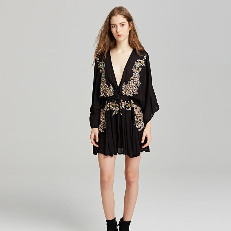 Beth Dutton Bohemian Dress V-neck Waist Trimming Short Dress