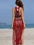 Beth Dutton Bohemian Dress Summer Spring Maxi Dresses See-through Beaded Embroidery Vest Maxi Skirt