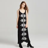 Beth Dutton Bohemian Dress White Embroidered Strap Split Long Dress