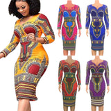 African Dresses for Women Dashiki Print 2020 News Tribal Ethnic Fashion V-neck Ladies Clothes Casual Sexy Dress Robe Party