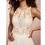See through Wedding Dress Women's Sleeveless Halter Wedding Dress Formal Dress