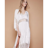 Beth Dutton Bohemian Dress Winter Autumn Maxi Dresses V-neck Sexy Hollow Embroidery
