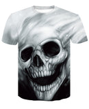 Skull T Shirt Blue Flame Skull Print round Neck