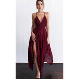 Maxi Burgundy Dress Formal Summer V-neck Sexy Long Dress