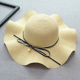 Big Hats Bowknot Pearl Spring and Summer Women's Big Brim Beach Hat