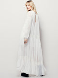 Beth Dutton Bohemian Dress Winter Autumn Maxi Dresses Solid Color Tassel Embroidery Maxi Dress