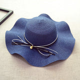 Big Hats Bowknot Pearl Spring and Summer Women's Big Brim Beach Hat