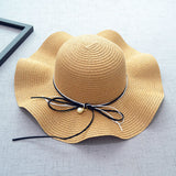 Big Hats Bowknot Pearl Spring and Summer Women's Big Brim Beach Hat