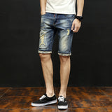 Men Denim Shorts Thin Men's Jeans Shorts Ripped Trendy Stretch