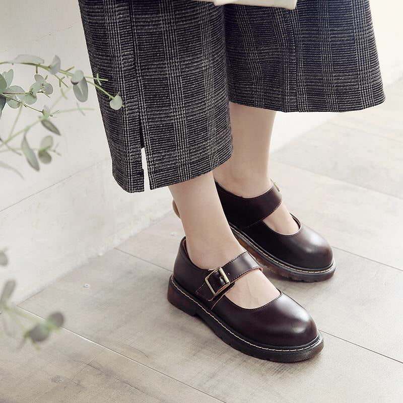 Mary Jane Shoes Vintage Women'S Shoes Casual Leather Shoes