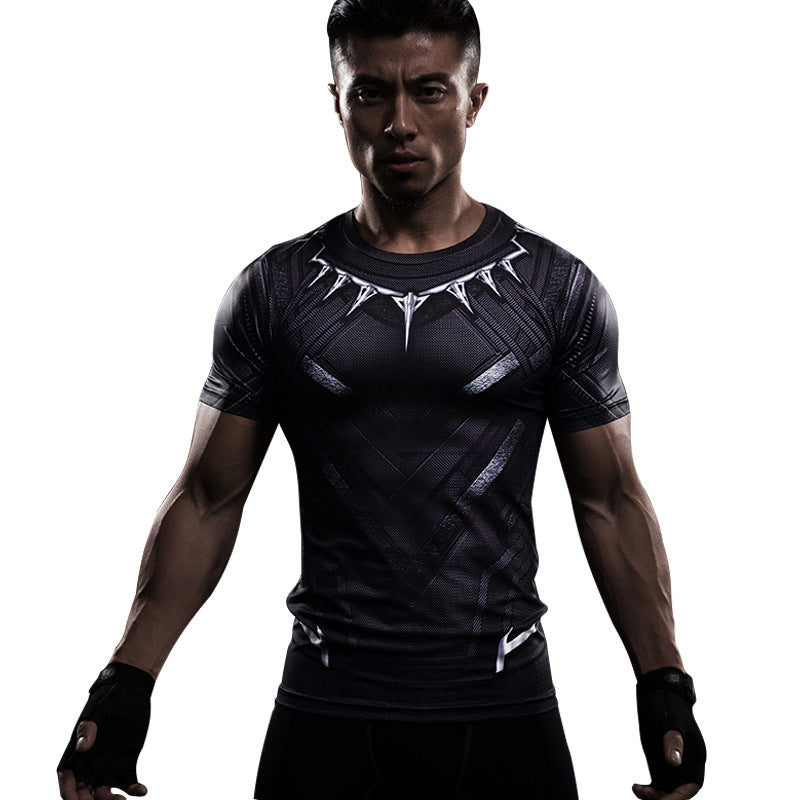 Skull T Shirt short sleeve tights Avengers Iron Man T-shirt men's outdoor fitness running
