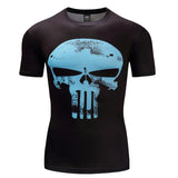 Skull T Shirt 3D Printed Short-Sleeved T-shirt Skull High Elastic Sports Quick-Drying Tights