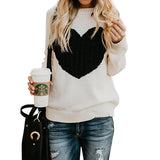 Women Pullover Knit Sweater Women's Sweater Autumn and Winter Large Size Love Sweater Women