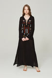 Beth Dutton Bohemian Dress Winter Autumn Midi Dresses Embroidered Maxi Dress