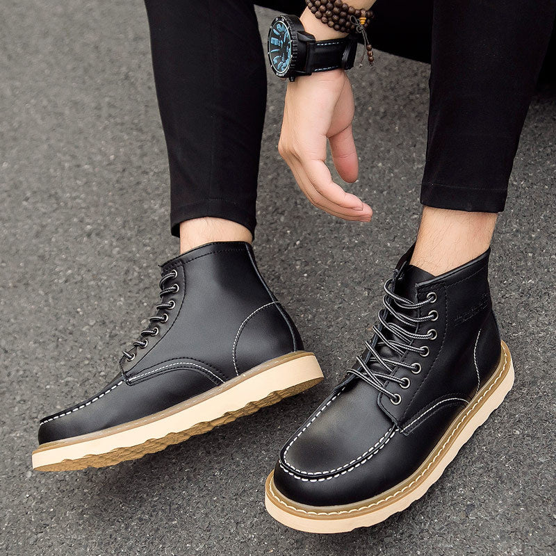 Men's Boots Work Boot Men Casual Hiking Boots Dr. Martens Boots Men's Autumn Genuine Leather Outdoor Desert Boots Wear-Resistant Men's Worker Boot