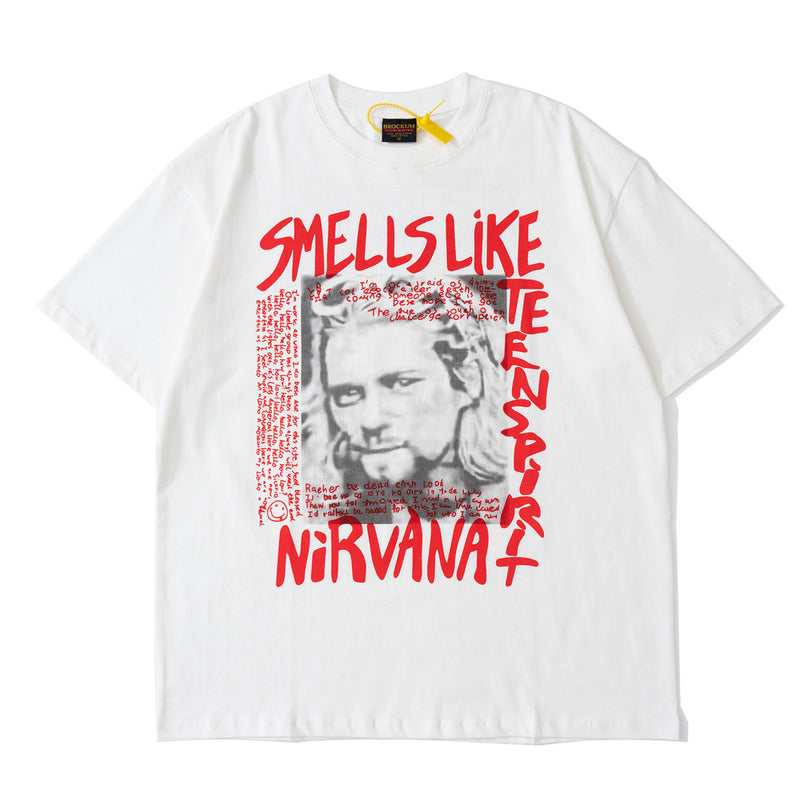 Nirvana T Shirt Vintage Kurt Cobain Tee Nirvana Band Character Printing