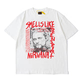 Nirvana T Shirt Vintage Kurt Cobain Tee Nirvana Band Character Printing