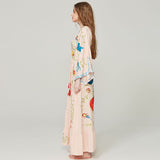 Beth Dutton Bohemian Dress Winter Autumn Maxi Dresses Flowers Embroidered V-neck