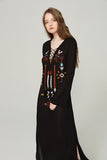 Beth Dutton Bohemian Dress Winter Autumn Midi Dresses Embroidered Maxi Dress