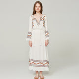 Beth Dutton Bohemian Dress Winter Autumn Midi Dresses V-neck Embroidery Light Dress