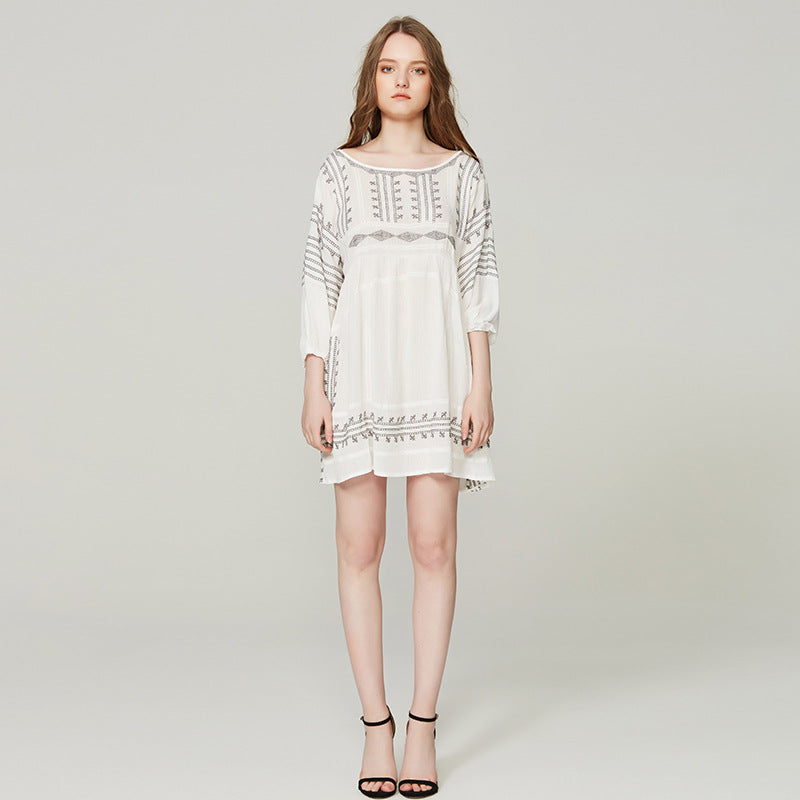 Beth Dutton Bohemian Summer Spring Midi Dress Embroidery Short Dress