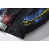 Off White Arrow Denim Jacket Jean Coat Autumn And Winter Graffiti Fireworks Splashink Destruction Distressed Denim Casual Jacket Owt