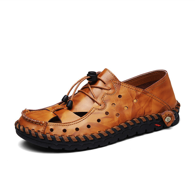 Men Sandals Summer Sandals Breathable Outdoor Closed Toe Beach Casual Shoes Cowhide Men's Shoes Foreign Trade Supply