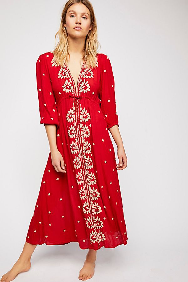 Beth Dutton Bohemian Dress Winter Autumn Maxi Dresses V-neck Sexy Embroidered Pepper