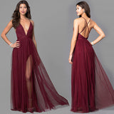 Burgundy Evening Dresses for Weddings Sleeveless Gown Women's Maxi Dress