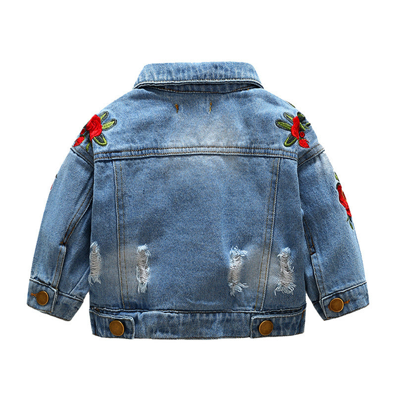 Children Jean Jackets Autumn Denim with Hole Coat Jacket