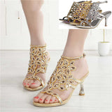 Gold Heels Fashion Women's High Heel Diamond Sandals Women's Shoes