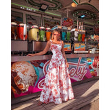Beth Dutton Bohemian Dress Summer Spring Maxi Dresses Sexy Sleeveless Spaghetti-Strap Floral Print