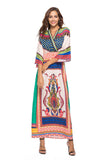 Gypsy Girl Outfits V-neck Half Sleeves Printed Dress