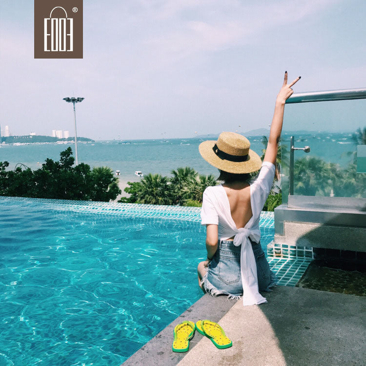 Straw Hat Straw Hat Women Bee Bow Summer Outing Sun Protection Casual Top Hat