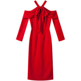 Long Sleeve Burgundy Dress Formal Autumn and Winter Party Dress Dress
