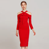 Long Sleeve Burgundy Dress Formal Autumn and Winter Party Dress Dress
