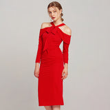 Long Sleeve Burgundy Dress Formal Autumn and Winter Party Dress Dress