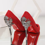 Red Bottom Heels Spring Silver High Heels Stiletto Heel Women's Bridal Wedding Shoes