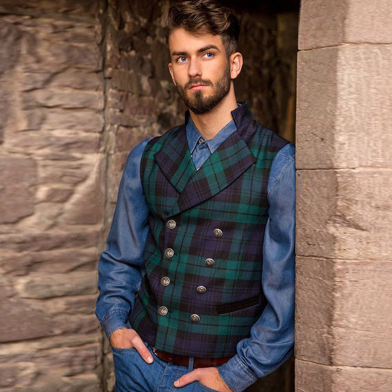 Men Dress Vests Spring and Autumn Casual Plaid Vest Men
