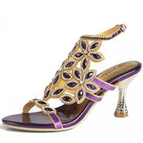 Gold Heels Fashion Women's High Heel Diamond Sandals Women's Shoes