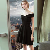 Burgundy Dress Formal Short Summer Engagement Dress off-Shoulder Slimming Banquet