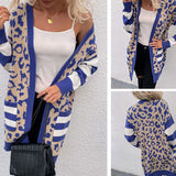 Women Cardigan Sweater Women's Leopard Print Sweater for Autumn and Winter