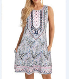 Gypsy Style Dresses Beach Sleeveless Vintage Floral Flowy Pocket