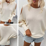 Women Pullover Knit Sweater Women's Autumn and Winter Sleeve Hollow Sweater