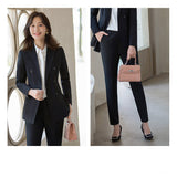 Interview Suit Women Solid Color Women Suit Long Sleeve Loose